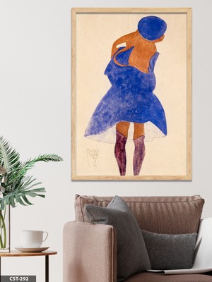 Evine Moda Soyut Arkadan Kadın Tek Parça Ahşap Çerçeveli Tablo