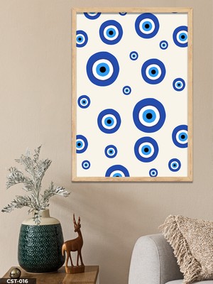 Evine Moda Nazar Boncuğu Tek Parça Ahşap Çerçeveli Tablo