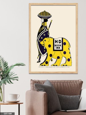 Evine Moda Geleneksel Giysili Figür ve At Illüstrasyon Tek Parça Ahşap Çerçeveli Tablo