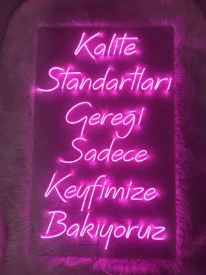 Dekoraven Kalite Standartları Gereği Sadece Keyfimize Bakıyoruz Yazılı Neon LED Tabela