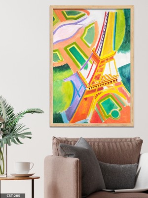 Evine Moda Renkli Eyfel Kulesi Tek Parça Ahşap Çerçeveli Tablo