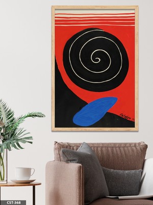 Evine Moda Siyah Spiral Tek Parça Ahşap Çerçeveli Tablo