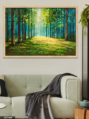 Evine Moda Orman Yolu Tek Parça Ahşap Çerçeveli Tablo