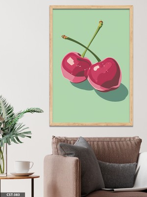 Evine Moda Kiraz Tek Parça Ahşap Çerçeveli Tablo