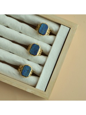 Lapis Lazuli Iri Taşlı Ayarlanabilir Yüzük