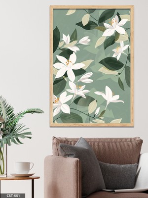 Evine Moda Beyaz Zambak Tek Parça Ahşap Çerçeveli Tablo