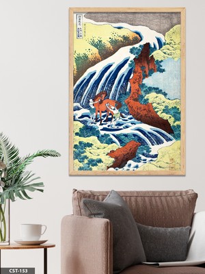 Evine Moda Dalga Illüstrasyon The Great Wave Tarzı Tek Parça Ahşap Çerçeveli Tablo