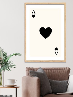 Evine Moda Siyah Kalp Ası Tek Parça Ahşap Çerçeveli Tablo