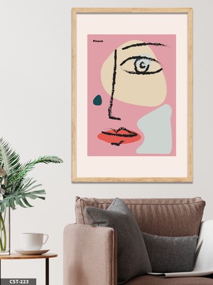 Evine Moda Picasso Sarı Mavi Tek Parça Ahşap Çerçeveli Tablo