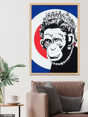 Evine Moda Kraliyet Maymunu Tek Parça Ahşap Çerçeveli Tablo