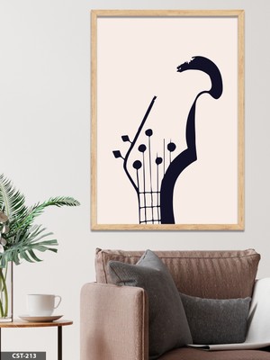 Evine Moda Gitar Başlığı Tek Parça Ahşap Çerçeveli Tablo
