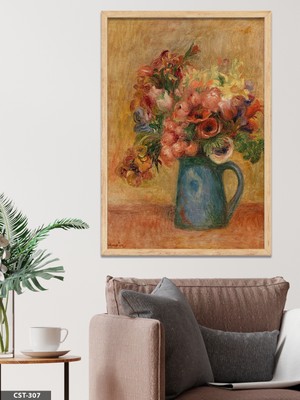 Evine Moda Pierre Auguste Renoir Vazoda Çiçekler Tek Parça Ahşap Çerçeveli Tablo
