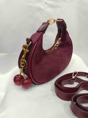 Zynp Kadın Cherry Charm'lı Gold Tokalı Mini El ve Omuz Çantası