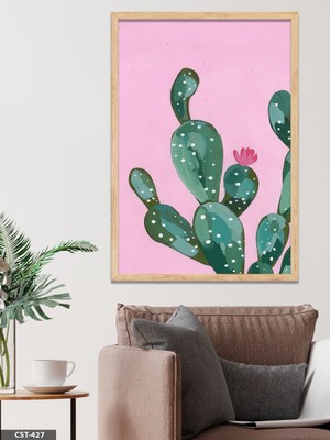Evine Moda Kaktüs Tek Parça Ahşap Çerçeveli Tablo