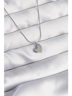 MiraLive 316L Çelik Gümüş Renk Minimal Kalp Tasarımlı Kolye - TJ-BKO8925