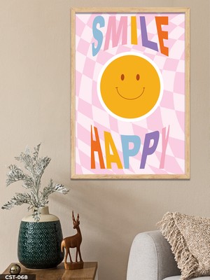 Evine Moda Smile Happy Tek Parça Ahşap Çerçeveli Tablo