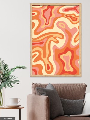 Evine Moda Turuncu Dalgalı Desen Tek Parça Ahşap Çerçeveli Tablo