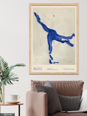 Evine Moda Mavi Zıplayan Akrobat Figür Tek Parça Ahşap Çerçeveli Tablo