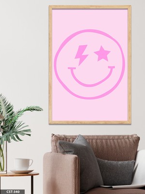 Evine Moda Pembe Gülenyüz Tek Parça Ahşap Çerçeveli Tablo