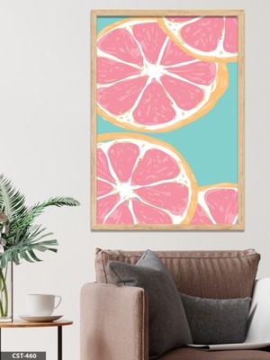 Evine Moda Pembe Limon Tek Parça Ahşap Çerçeveli Tablo