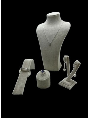 Megass Dekor Süet Kumaş Krem Renk Mini Vitrin Takı Sergileme Dekorları