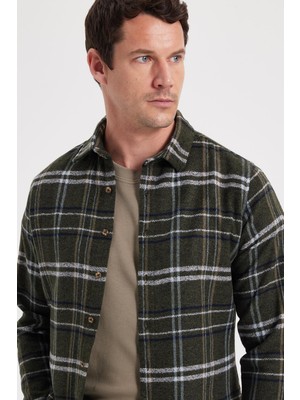 Tudors Erkek Slim Fit Dar Kesim Kareli Kışlık Oduncu Gömlek