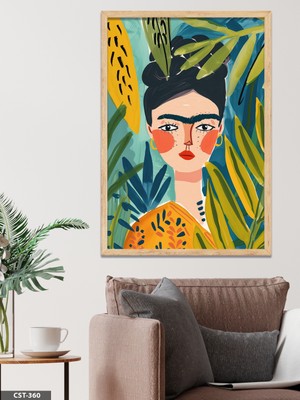 Evine Moda Frida Kahlo Portre Tek Parça Ahşap Çerçeveli Tablo