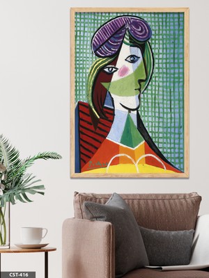 Evine Moda Pablo Picasso Şapkalı Kadın Tek Parça Ahşap Çerçeveli Tablo