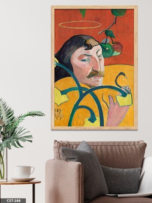 Evine Moda Paul Gauguin Sarı Kristus ile Otoportre Tek Parça Ahşap Çerçeveli Tablo