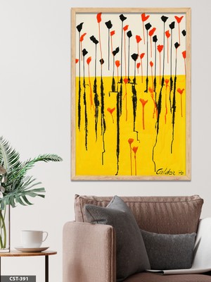 Evine Moda Boya Izleri Tek Parça Ahşap Çerçeveli Tablo