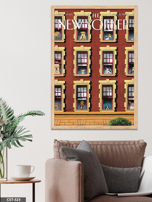 Evine Moda The New Yorker Poster Köpekler Tek Parça Ahşap Çerçeveli Tablo