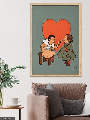 Evine Moda Paylaşılan Sevgi Tek Parça Ahşap Çerçeveli Tablo