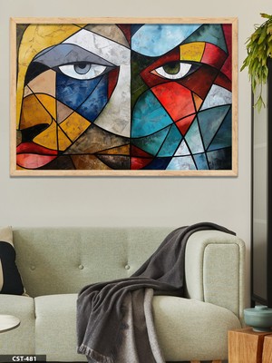 Evine Moda Bütünleşen Yüzler Tek Parça Ahşap Çerçeveli Tablo