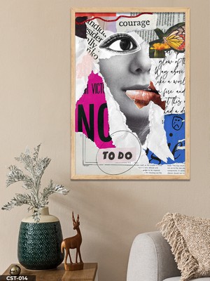 Evine Moda Modern Gazete Kağıdı Tek Parça Ahşap Çerçeveli Tablo