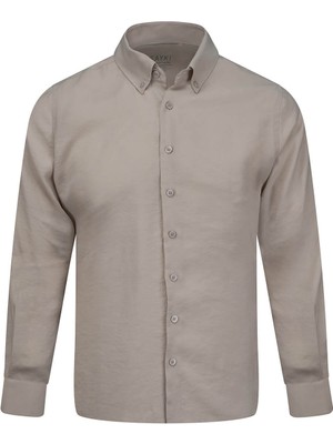 Hatemoğlu Vizon Comfort Fit Düğmeli Yaka Uzun Kollu Gömlek