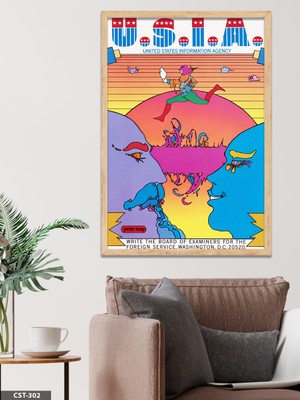 Evine Moda Peter Max Poster Tek Parça Ahşap Çerçeveli Tablo
