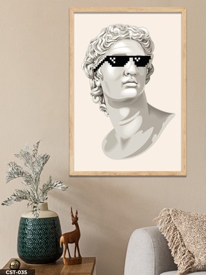 Evine Moda Michelangelo David Gözlüklü Tek Parça Ahşap Çerçeveli Tablo