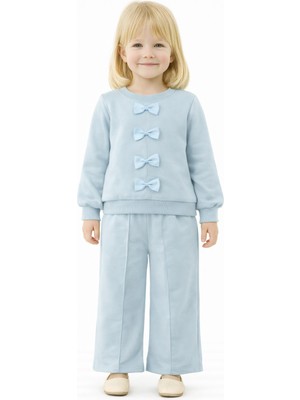 Zepkids Bisiklet Yaka Fiyonk Detaylı Mint Renk Kız Çocuk Eşofman Takım