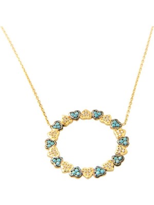 Altın Kalpli Daire Model 8 Ayar Kolye A4061