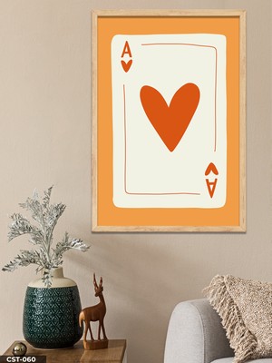 Evine Moda Kupa Ası Tek Parça Ahşap Çerçeveli Tablo