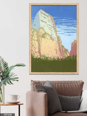 Evine Moda Dağ Tek Parça Ahşap Çerçeveli Tablo