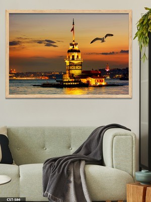 Evine Moda Kız Kulesi Tek Parça Ahşap Çerçeveli Tablo