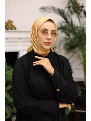 Silk Home Kadın Açık Gold  Geometrik Desen Parlak Shiny Eşarp 75007-33