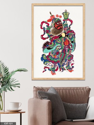 Evine Moda Soyut Renkli Figür Desen Tek Parça Ahşap Çerçeveli Tablo