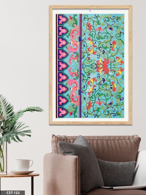 Evine Moda Geometrik Etnik Desen Tek Parça Ahşap Çerçeveli Tablo