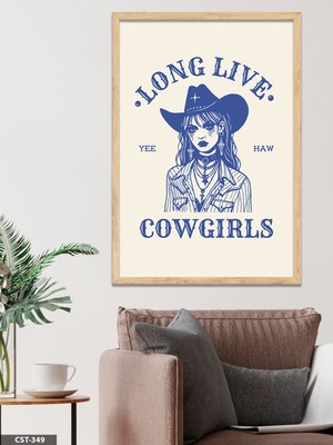 Evine Moda Cow Girls Tek Parça Ahşap Çerçeveli Tablo