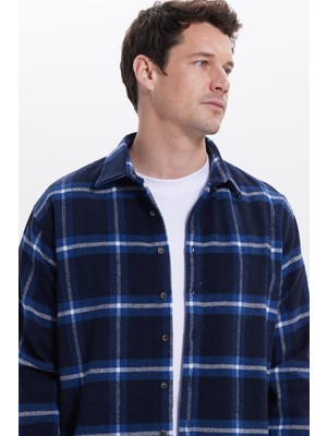 Tudors Erkek Relax Fit Rahat Kesim Kışlık Kareli Oduncu Gömlek