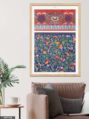 Evine Moda Renkli Geometrik Desen Tek Parça Ahşap Çerçeveli Tablo