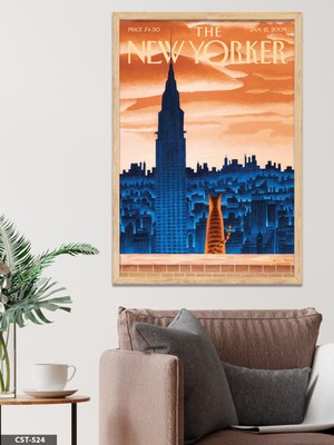Evine Moda The New Yorker Poster Kedi Tek Parça Ahşap Çerçeveli Tablo