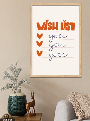 Evine Moda Wish List You, Dilek Listesi Sen Tek Parça Ahşap Çerçeveli Tablo